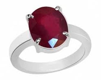 Natural Certified 4.00 To 11.00Ct Ruby 92.5 Sterling Silver Ring:Manik Unisex Astrology Ring