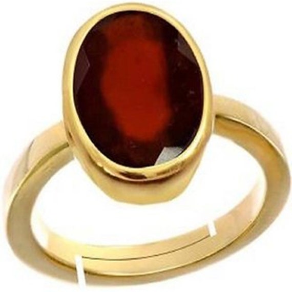 11.25 Rati Natural Gomed Stone Astrological Gold Ring Adjustable Gomed  Hessonite Astrological Gemstone for Men and Women