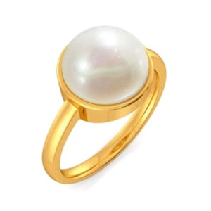 Anello con perla bianca naturale certificata: anello unisex astrologico Moti Panchdhatu Rashi Ratan