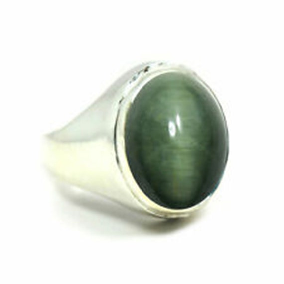 Anillo De Plata De Ley 925 Con Ojo De Gato Natural Certificado: Joyería Astrológica Unisex - México