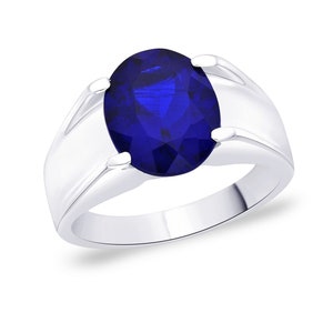 Natural Certified Blue Sapphire/ Neelam Rashi Ratan Astrological Purpose Ring In 92.5 Sterling Silver For Men And Women by Abhay Gems