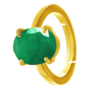 Natural Certified Green Emerald/Panna4.00-11.00Ct  Panchdhatu Adjustable  Astrological Purpose Ring Emerald Ring For Men&Women By ABHAY GEMS