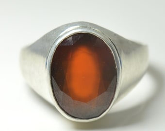 Anello Gomed (Essonite) Naturale 11 Ratti (10 Carati) In Metallo Panchdhatu Regolabile | Certificato Per Astrologia | Uomo/Donna - 4