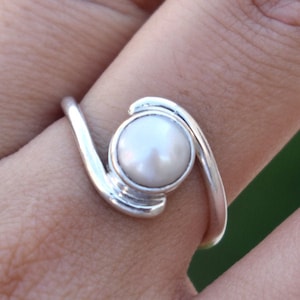 Natural Pearl Ring: 925 Sterling Silver Astrology Ring