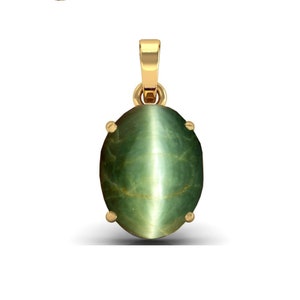 Natural Certified Cat's Eye/Lehsunia 4.00-11.00 Carat Panchdhatu Rashi Ratan Astrological Purpose Pendant For Unisex By ABHAY GEMS