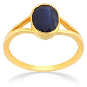 Natural Certified Blue Sapphire/Neelam Panchdhatu Copper Rashi Ratan 4.00-11.00 Ct. Astrological Purpose Ring For Unisex By ABHAY GEMS