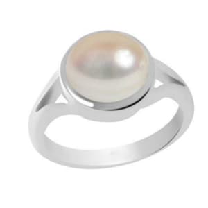 Certified Pearl (Moti) Ring: 92.5 Sterling Silver Astrology Rashi Ratan