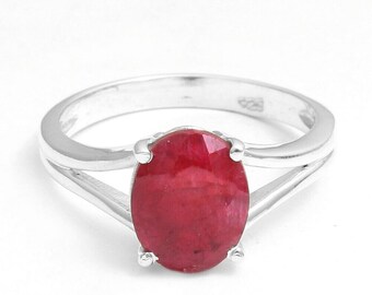 Anel de prata de lei 925 com rubi natural certificado de 4,00 a 11,00 ct: Anel de astrologia unissex Manik