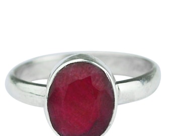 Natuurlijk gecertificeerd robijn van 4,00 tot 11,00 ct. 92,5 sterlingzilveren ring: Manik unisex astrologiering
