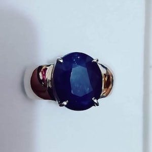 Natural Certified 4.00-11.00Ct Blue Sapphire/Neelam 92.5 Sterling Silver Rashi Ratan Astrological Purpose Ring For Men & Women By ABHAY GEMS