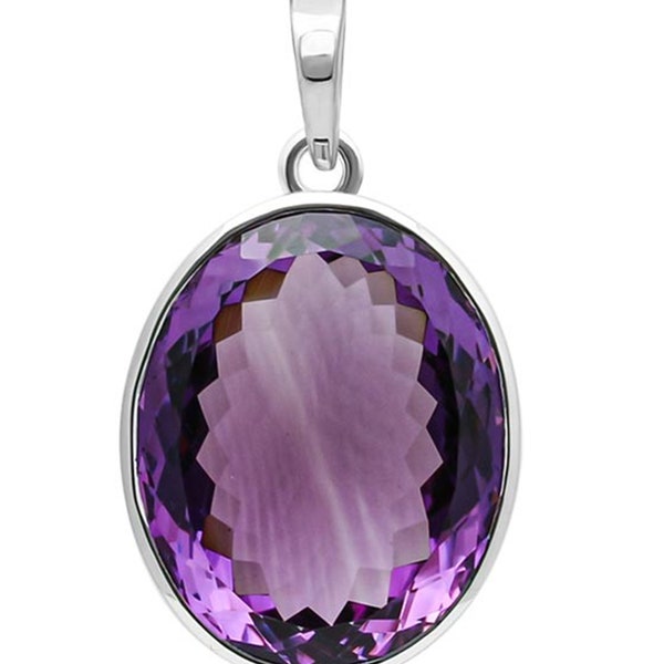 Natural Certified AAA Amethyst Pendant, Amethyst Silver Pendant, Amethyst Astrology Pendant,Amethyst Pendant For Women & Men By ABHAY GEMS