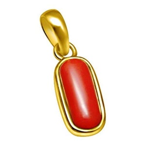 Natural Certified Red Coral/Moonga 4.00 - 11.00 Ct. Gemstone Unisex Pendant in Panchadhatu (Cooper),Birthstone jewelry Pendant By ABHAY GEMS