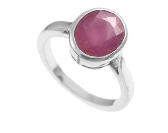 Anel de prata de lei 925 com rubi natural certificado de 4,00 a 11,00 ct: Anel de astrologia unissex Manik