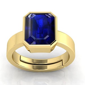Natural Certified Blue Sapphire/Neelam 3.00-11.00Ct Panchdhatu Adjustable Rashi Ratan Astrological Purpose Ring For Unisex By Abhay Gems