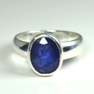 Natural Certified Blue Sapphire/ Neelam Rashi Ratan Astrological Purpose Ring In 92.5 Sterling Silver For Men & Women Unisex by ABHAY GEMS