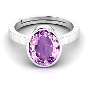 Natural Certified Amethyst Ring, Amethyst Silver Ring, Amethyst Astrology Ring, Amethyst Statement Ring For Women & Men By ABHAY GEMS