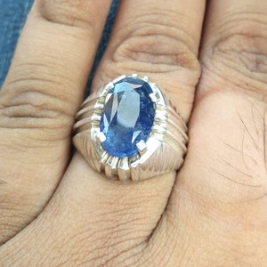 Natural Certified Ceylon Unheated Untreated  Blue Sapphire/Neelam Astrological  Ring In 92.5 Sterling Silver For Men And Women By ABHAY Gems