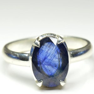 Natural Certified Blue Sapphire/ Neelam Rashi Ratan Astrological Purpose Ring In 92.5 Sterling Silver For Men And Women By ABHAY GEMS