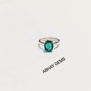 Natural Emerald Sterling Silver Ring: AAA+ Gemstone, Astrology Ring