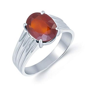 Hessonite Garnet Ring: Certified Gemstone, Sterling Silver Unisex Ring