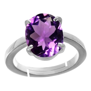Natural Certified Amethyst Ring, Amethyst Silver Ring, Amethyst Astrology Ring, Amethyst Statement Ring For Women & Men By ABHAY GEMS