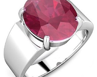Natural Certified 4.00 To 11.00Ct Ruby 92.5 Sterling Silver Ring:Manik Unisex Astrology Ring