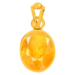 Natürlicher zertifizierter gelber Saphir / Pukhraj Edelstein 4.00-11.00Ct Panchdhatu Rashi Ratan Astrologischer Anhänger für Männer und Frauen von ABHAY GEMS