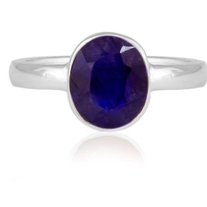 Blue Sapphire, Certified Blue Sapphire/ Neelam Rashi Ratan Astrological Purpose Ring In 92.5 Sterling Silver For Men And Women by ABHAY GEMS