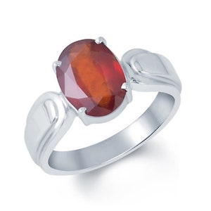 Certified Hessonite Garnet Ring: 925 Sterling Silver Unisex Jewelry