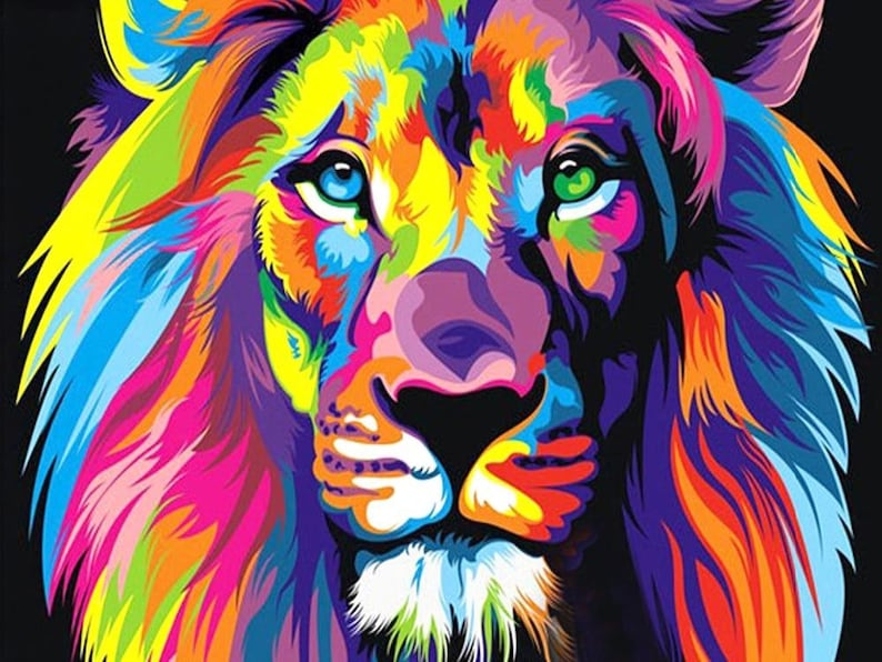 LION Colourful Square Diamonds Kids /& Adults Fun Art Craft Activity FREE Worldwide Shipping 5D DIY Diamond Painting Kit
