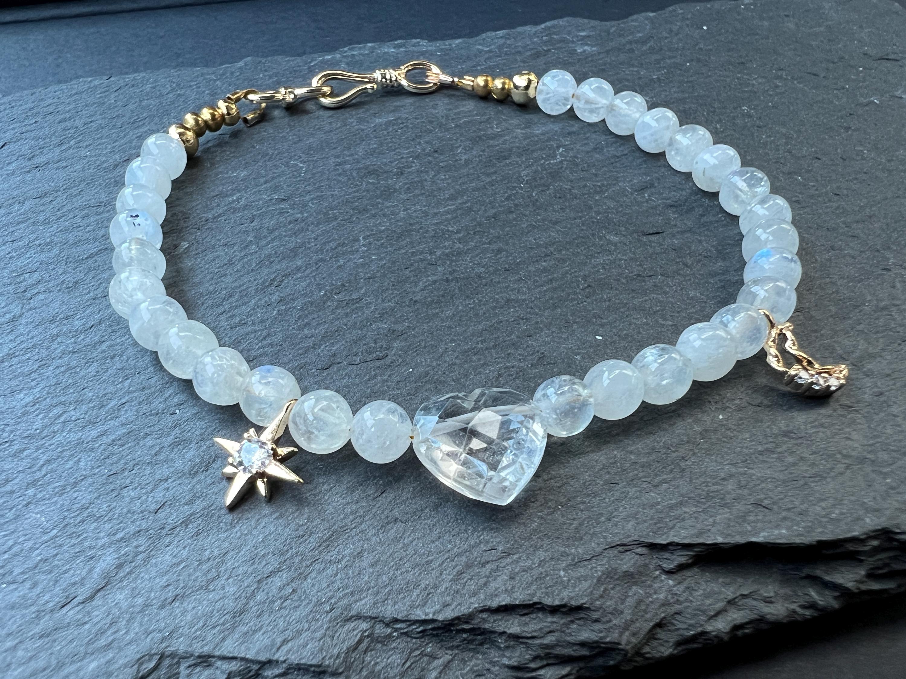 Blue Heart Moonstone Bracelet Perfect Gift
