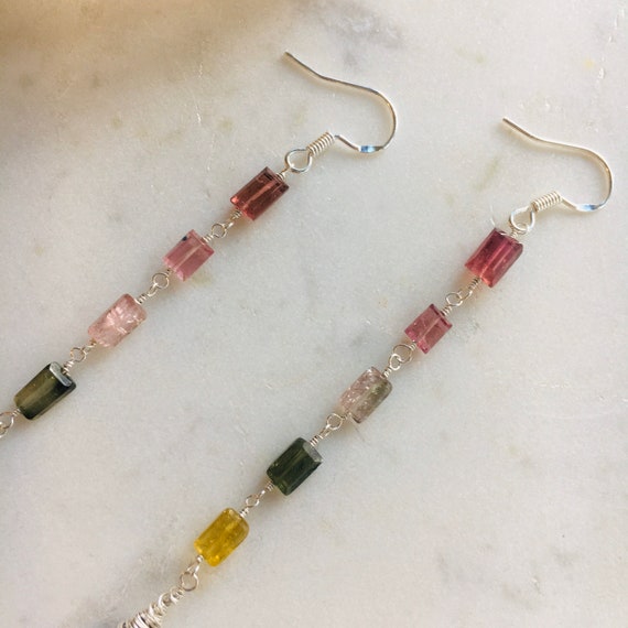 Orecchini Pendenti In Tormalina Bicolore: Argento Sterling 925 - Foto 6