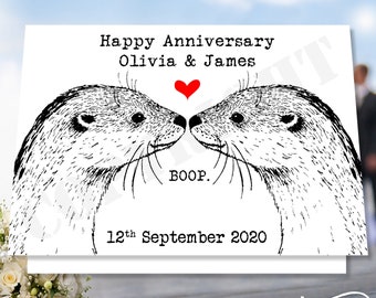 Gepersonaliseerde verjaardagskaart Otter Cute Otters Verjaardag Liefde voor haar Hem Vriendje Vriendin Man Vrouw Bruiloft Jij en ik Boop Bump
