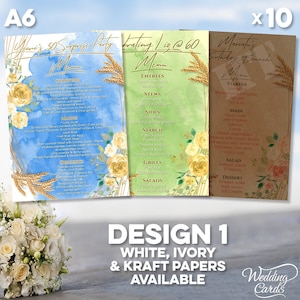 10 x Menu personalizzati per decorare la tavola per matrimoni, compleanni, occasioni speciali, buffet di cibo, serate, giorno.