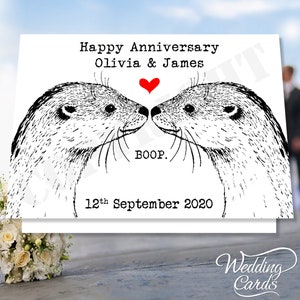 Personalisierte Jubiläum Karte Otter Niedliche Otter Geburtstag Liebe für Sie Him Freund Freundin Mann Frau Hochzeit Du und Ich Boop Bump