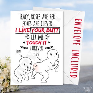 Gepersonaliseerde grappige verjaardagskaart ongepast kont romantisch tintje cadeau haar hem vriend vriendin bruiloft man vrouw kontje aanwezig