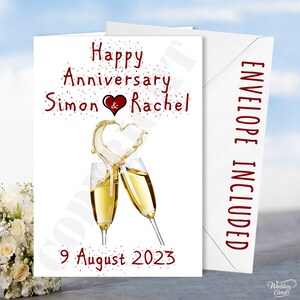 Bicchieri da champagne personalizzati per anniversario, compleanno, spumante, amore, marito, moglie, fidanzato, fidanzata, coppia, festa, celebrazioni, biglietto