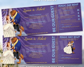 Personalized Wedding Invitation: Beauty and the Beast, Magic Castle Ticket