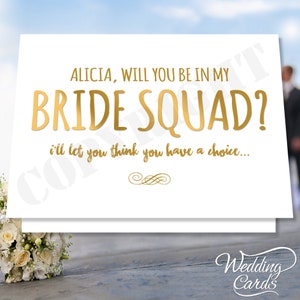 Vuoi far parte del mio BRIDE SQUAD? Invito personalizzato per addio al nubilato, addio al nubilato, festa di nozze, fidanzamento, biglietto pieghevole