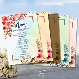 10 x Cartões de Menu Personalizados Decoração de Mesa de Lugar Casamento Casamento Festa de Aniversário Ocasião Especial Plano Bebidas Comida Buffet Conjunto Vintage