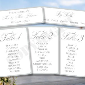 1 x Cartão de assento de mesa personalizado para o plano de casamento Ordem do dia Nosso serviço Nome Nomes Moldura Cartões Bordas arredondadas Marfim Kraft A5