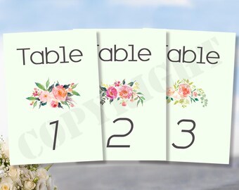 Floral Wedding Table Numbers: Personalized Party Decoration