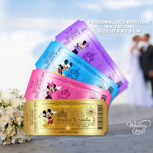 Ingresso de aniversário personalizado Voucher Cupom Ingressos Passe Chá de bebê Convite temático Convide Qualquer personagem cores Cartão surpresa Cartões