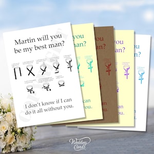 Amico, vuoi essere il mio testimone di nozze? Groomsman Usher Bianco lucido Bianco opaco Avorio/Crema Carta Kraft Matrimonio Invito personalizzato Cravatta Papillon Carta