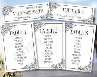 Personalized Wedding Table Place Card: Floral Frame Seating Card