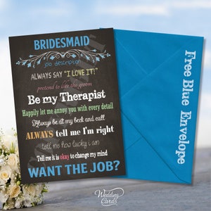 Job Description Will you be my Bridesmaid Maid of Honour Honor Matron Chief Junior Personalised Inviation Invite Wedding Party Gift Card A6