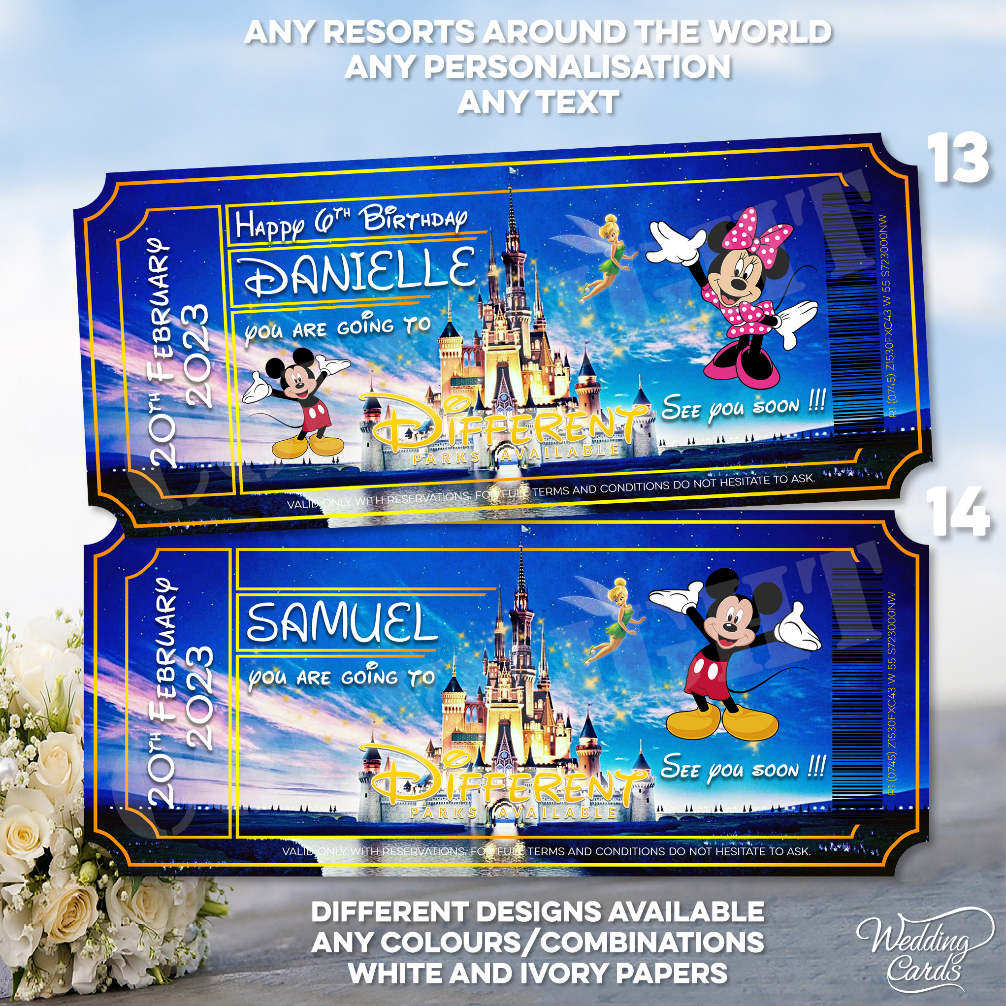 Personalised we're going to Disney Greeting Card* Surprise trip reveal glasses 