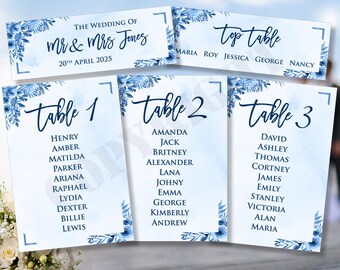 Personalized Wedding Table Place Card with Floral Design