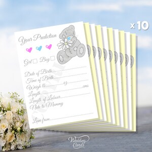 10 x babyshower voorspelling jongen meisje unisex moeder moeder mama mama te raden gasten gasten set decoratie gunsten aandenken vragen kaarten