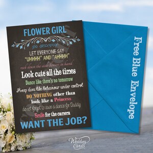 Description du poste Serez-vous ma fille d'honneur Page garçon Porte-anneaux Invitation personnalisée Décoration de mariage Décoration Notre carte-cadeau A6
